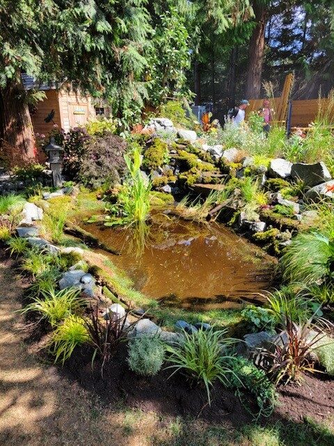 A garden water feature relined with seamless polyurea by West Coast Waterproofing